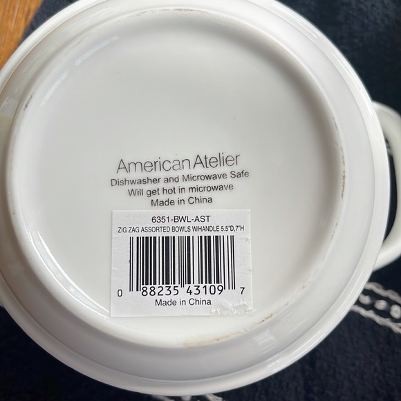 AMERICAN ATELIER | Zig Zag Assorted Bowls with Handles Set of 3 - Picture 5 of 6